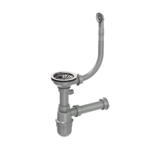Waste 3 1/2" with siphon, 1-bowl, stainless steel (GRANIT-vertical)