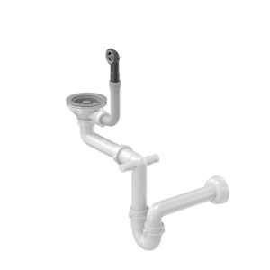 Waste 3 1/2" with 1-bowl siphon saladur cool grey (GRANITE-vertical), save space