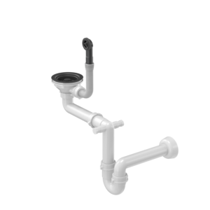 Waste 3 1/2" with siphon 1-bowl saladur very black (GRANIT-vertical), save space