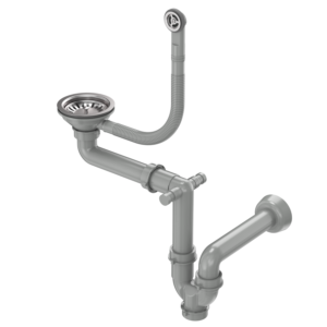 Waste 3 1/2" with siphon, 1-bowl steel (GRANIT-vertical), save space, Eco