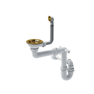 Waste 3 1/2" with siphon 1-bowl PVD gold (GRANITE-vertical), save space