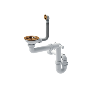 Waste 3 1/2" with siphon 1-bowl PVD copper (GRANITE-vertical), save space