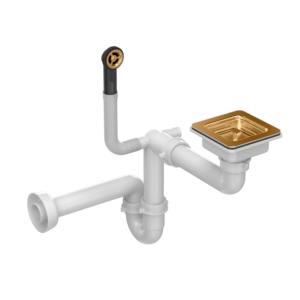 SQUARE waste with siphon, 1-bowl PVD copper (GRANITE-vertical), save space