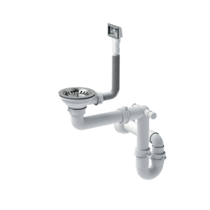 Waste 3 1/2" with siphon, 1-bowl, stainless steel (STEEL-vertical), save space