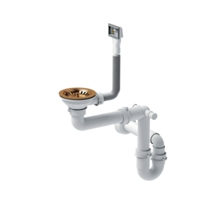 Waste 3 1/2" with siphon, 1-bowl PVD copper (STEEL-vertical), save space