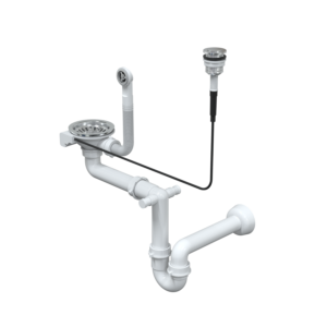 PUSH TO OPEN 3 1/2" waste with siphon 1-bowl stainless steel (GRANIT-vertical) save space, brushed steel round button
