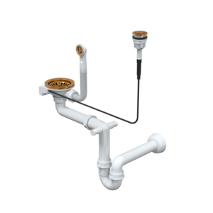 PUSH TO OPEN 3 1/2" waste with siphon 1-bowl copper (GRANIT-vertical) save space, copper round button